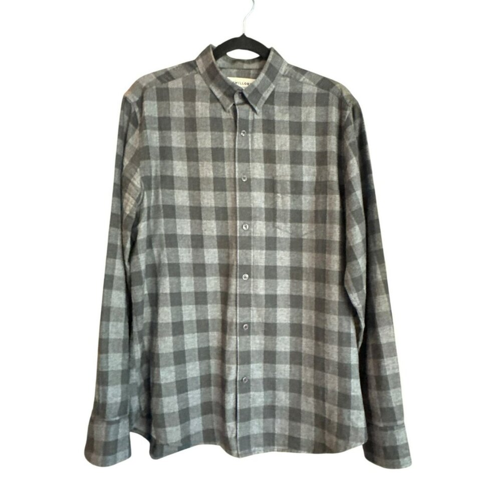 Twillory Untuck(able) Gray Gingham Tailored Fit Button-Up Shirt M-L Medium Large